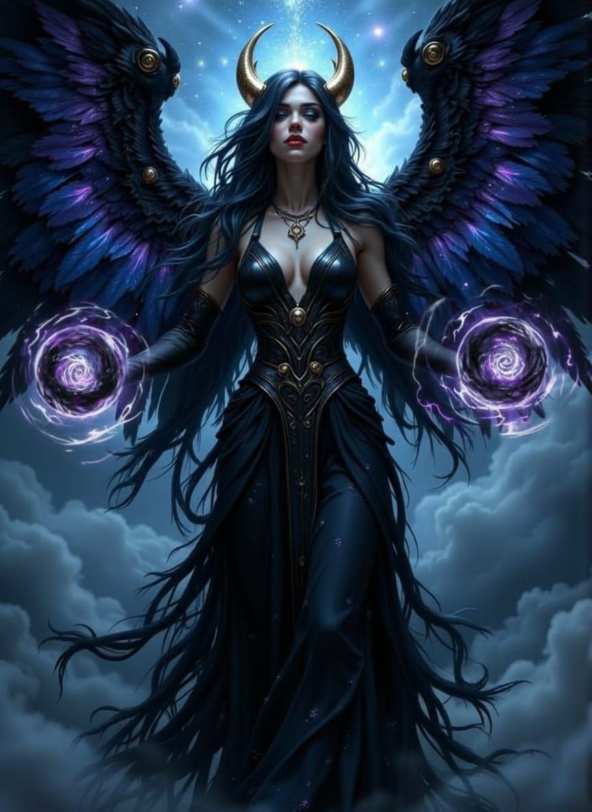 Nyx Goddess of Night Emerges from Cosmic Void