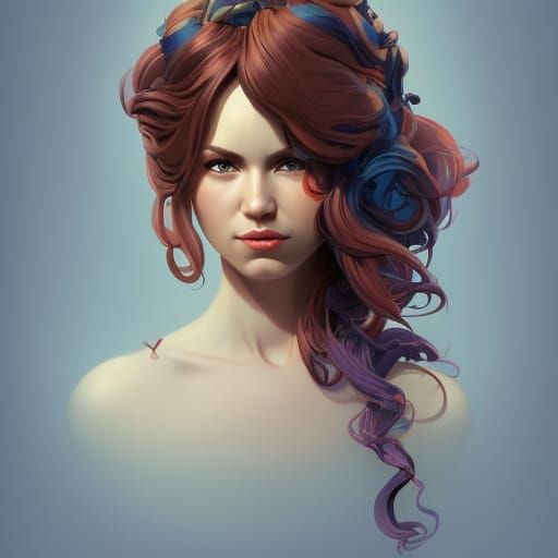 Lego Hair Portrait in Hyperdetailed Digital Art Style
