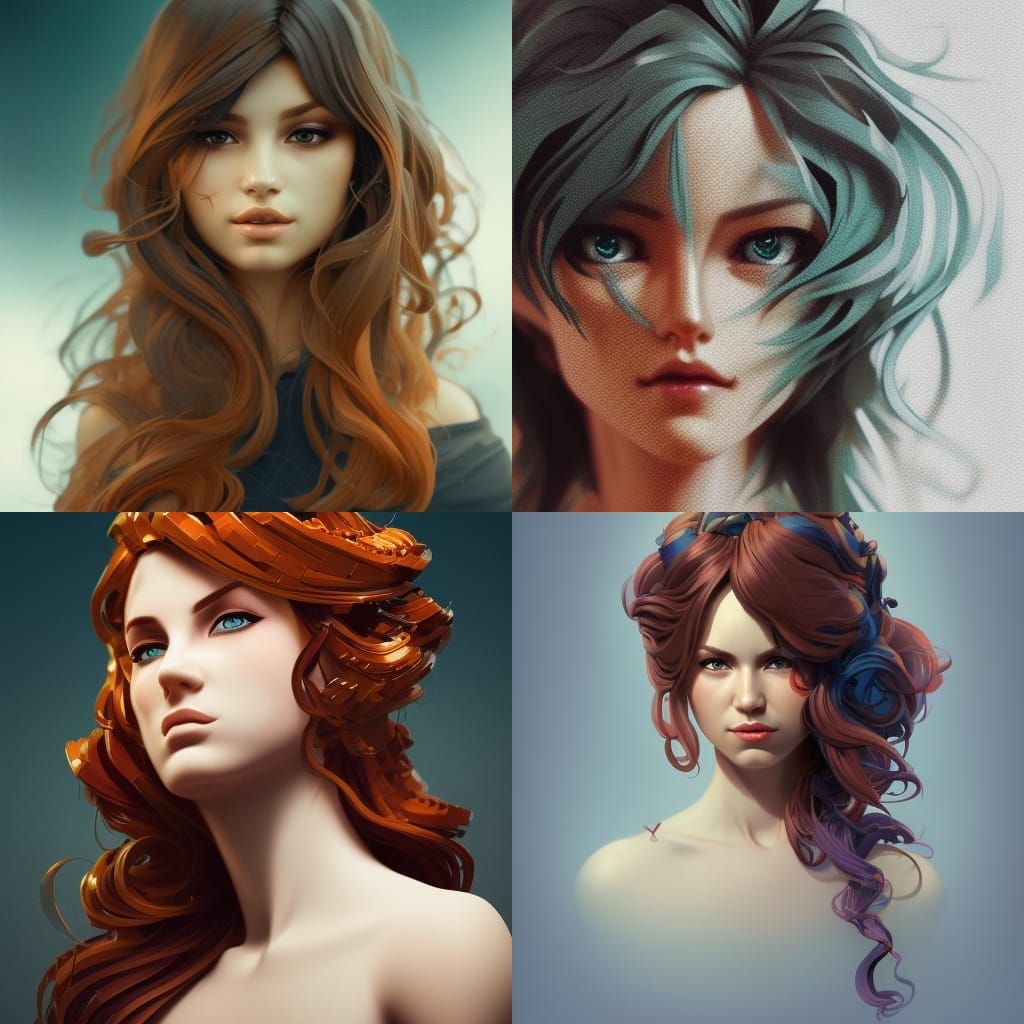 Lego Hair Portrait in Hyperdetailed Digital Art