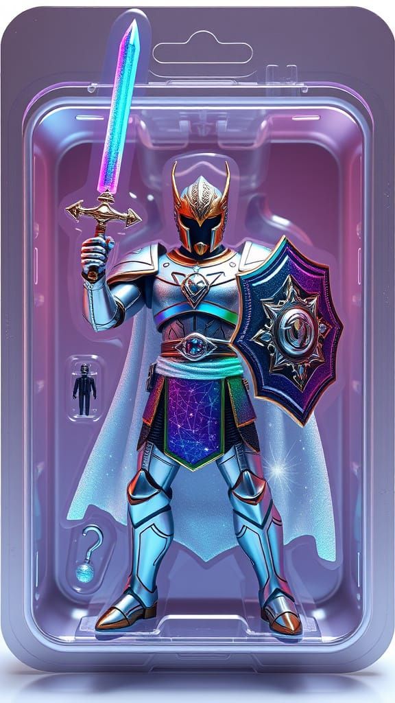 Action figure box. "Cosmic Conqueror" strikes a heroic pose,...