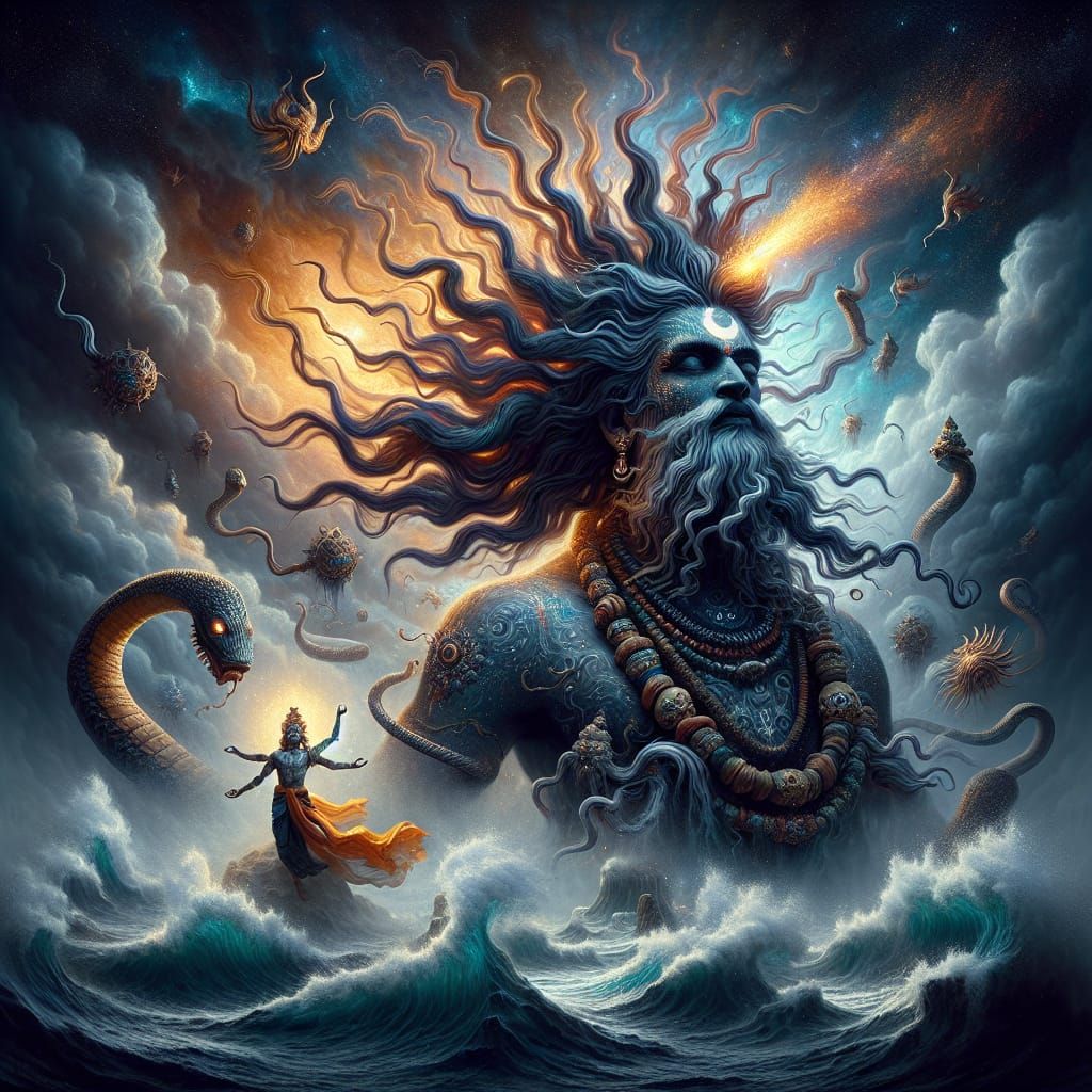 Mythical Lord Shiva in Cosmic Dance