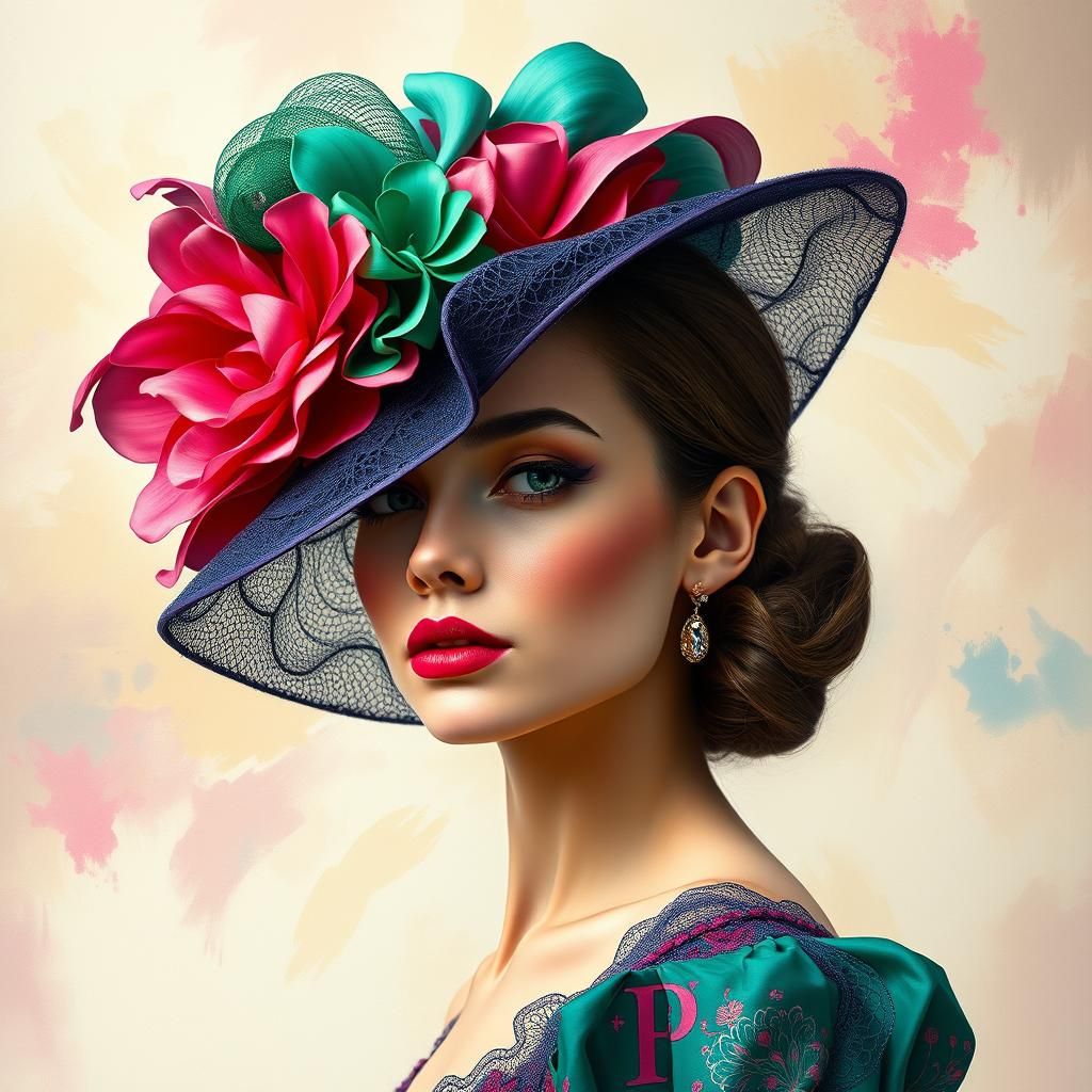 Woman in High-Fashion Hat: Impasto Impressionism