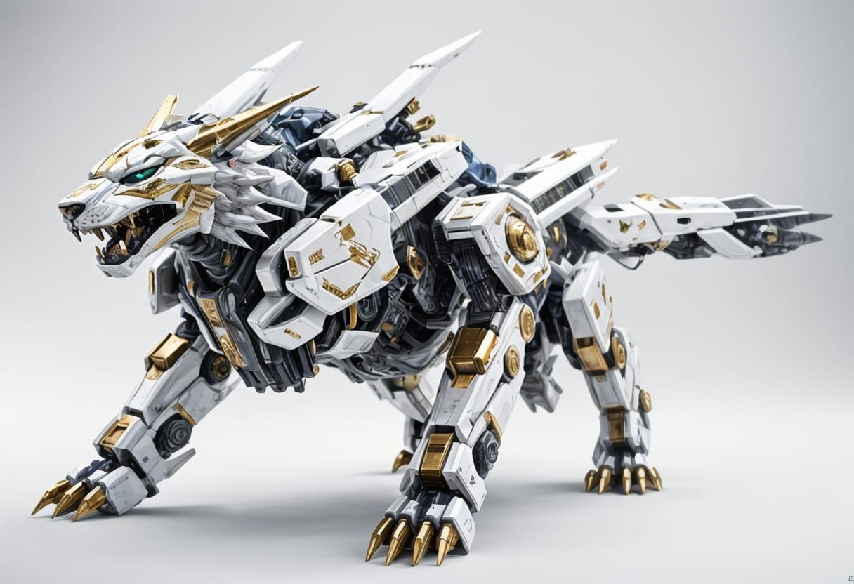 Metallic Liger Emerges from Midnight Mist