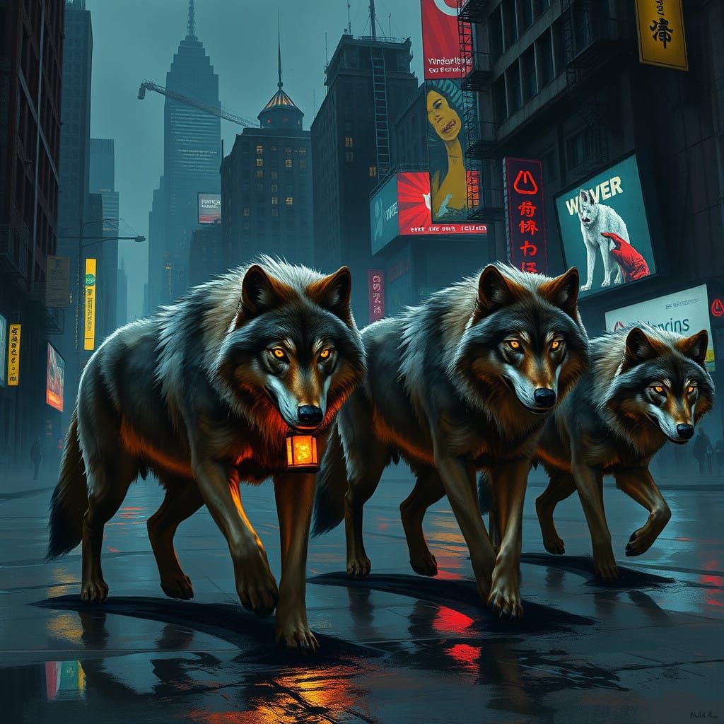 Wild Wolves Dominate a Gritty Dystopian Metropolis