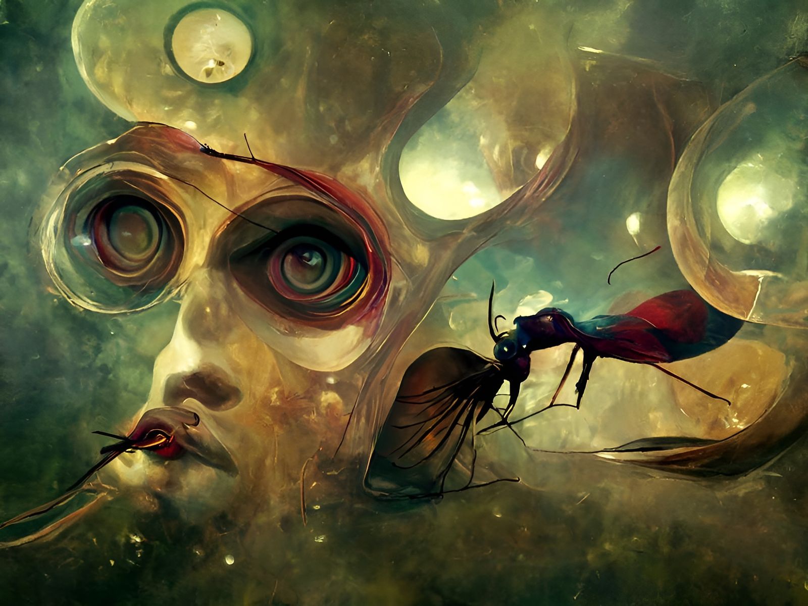 Surreal Compound Eyes in a Psychedelic Painting
