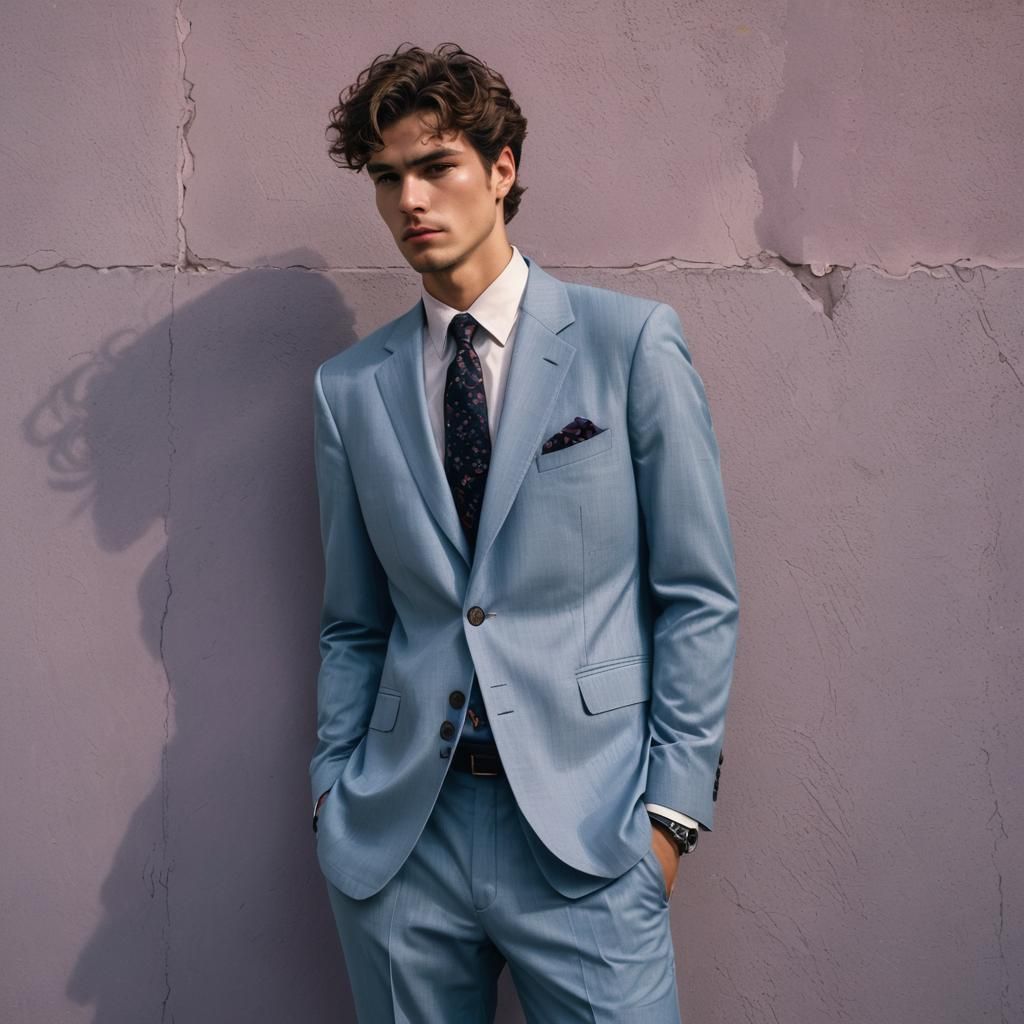 Vaporwave Man in Suit, 80s Style