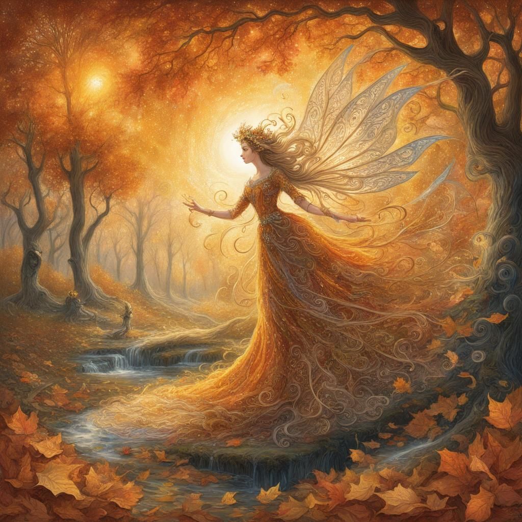 Graceful Sun Fairies in Autumn Park