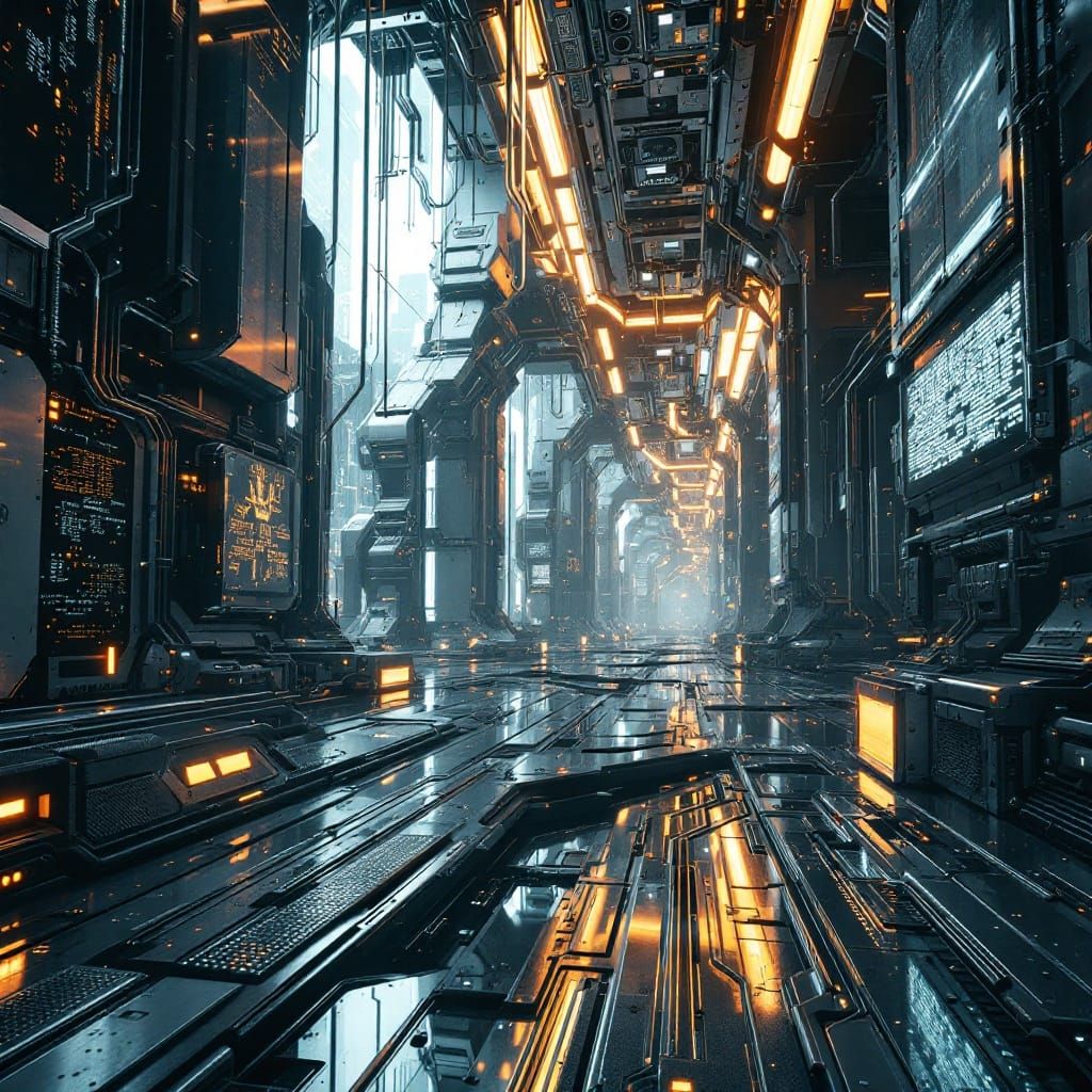 Corrupted Digital Realm in Cyberpunk Style