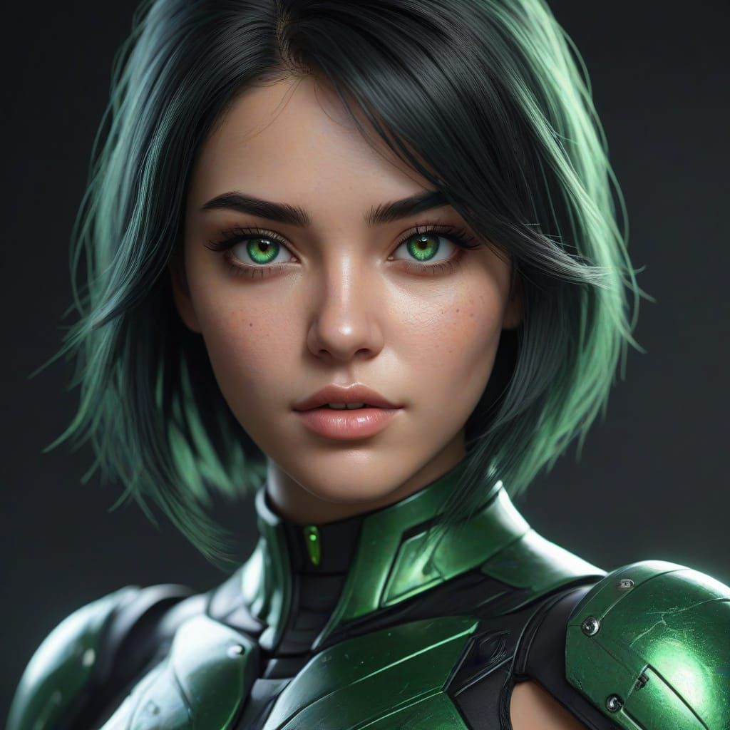 Attractive Orion Woman with Glowing Emerald Skin