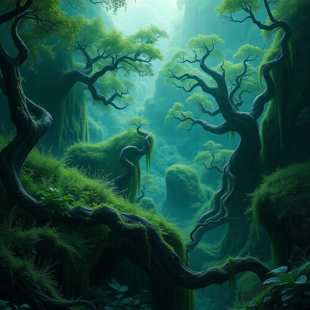 Mystical Emerald Landscape Concept Art