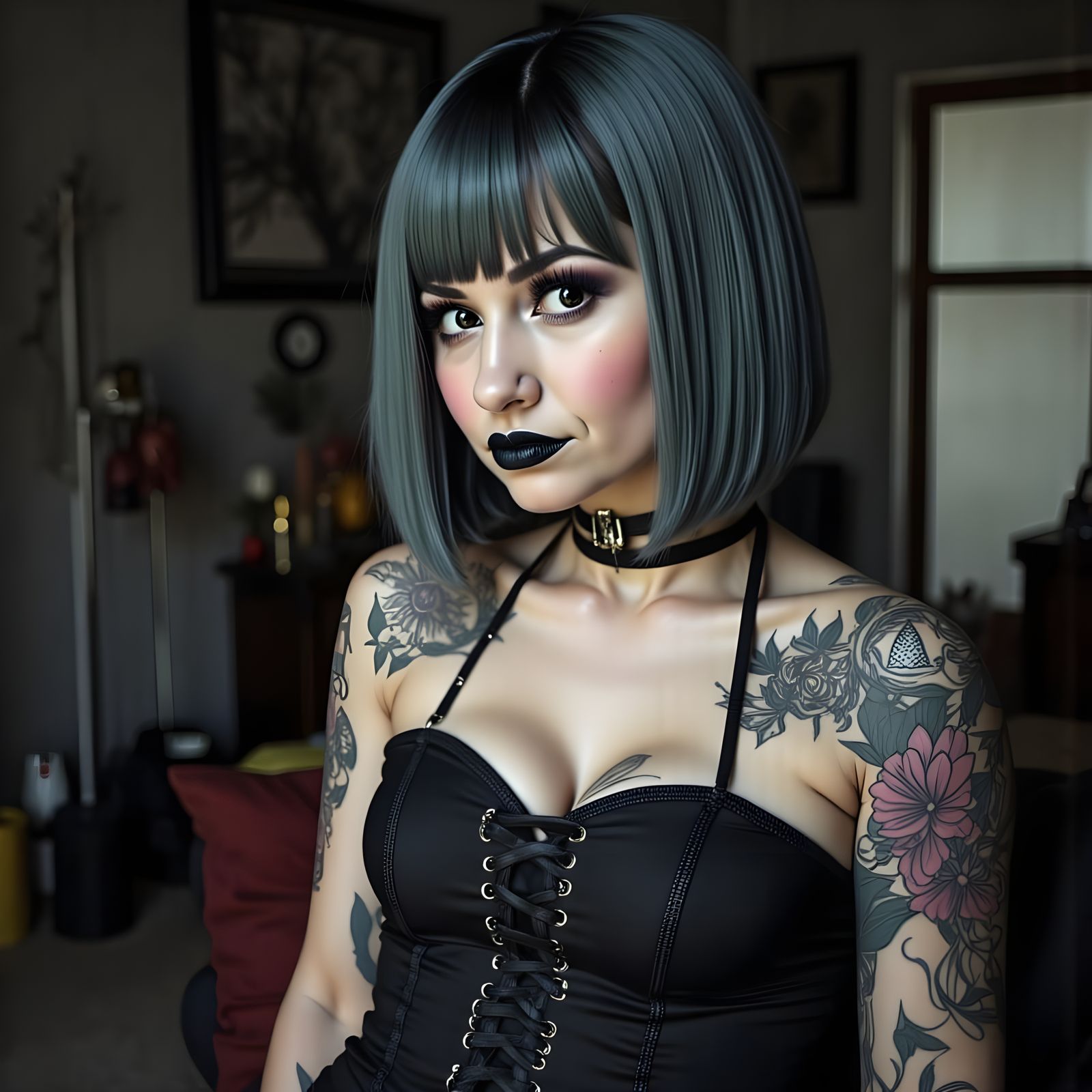 Gothic Goddess in 1930s Cartoon Style