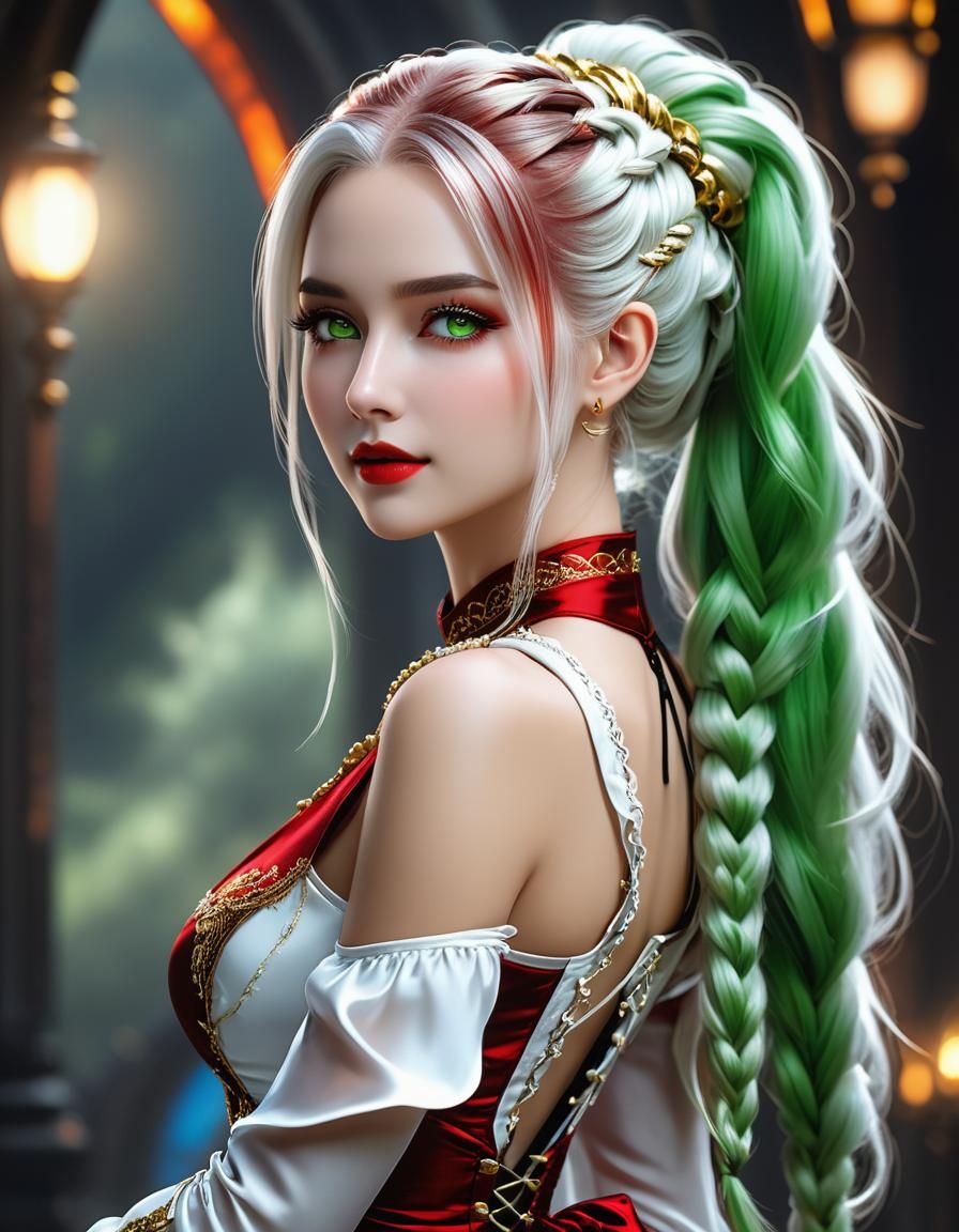 Beautiful Woman with Green Eyes in Gothic Dress