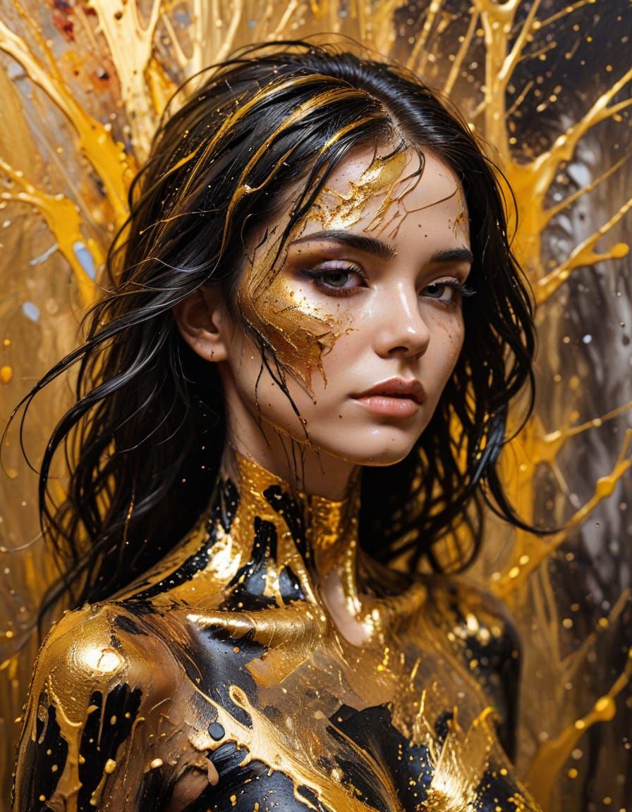 Abstract Body Painting in Expressionist Style