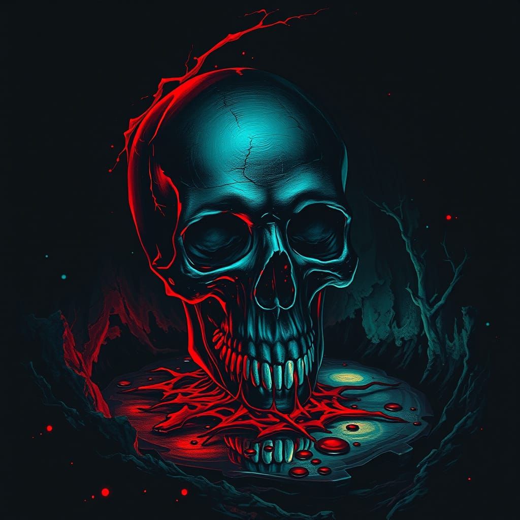 Abstract Skull with Bioluminescent Ink