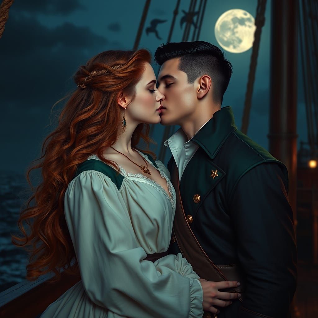 Ethereal Pirate Romance in Cinematic Film Still