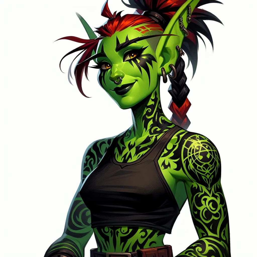 Goblin Warrior Mage with Arcane Tattoos Illustration