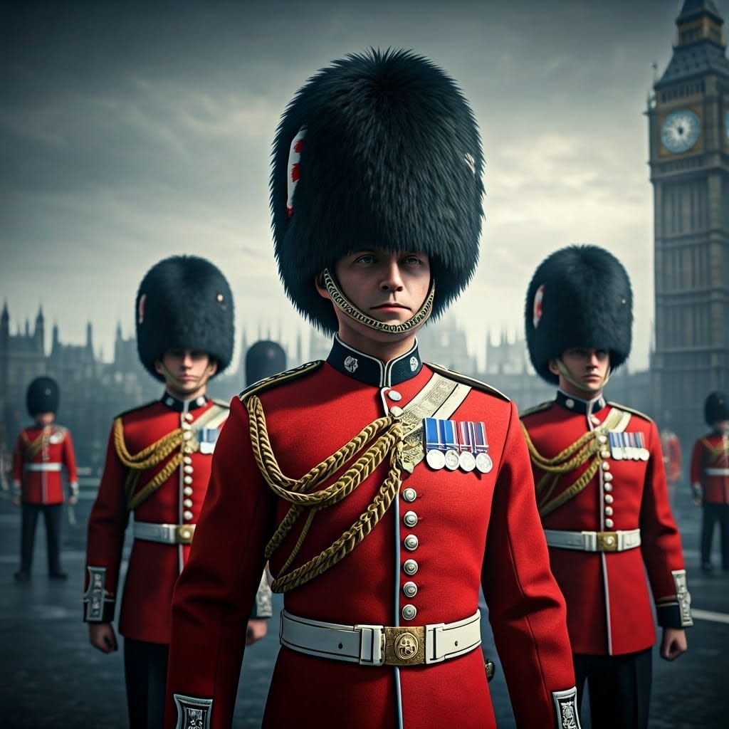 Majestic Queen's Guard in London, 8K Render