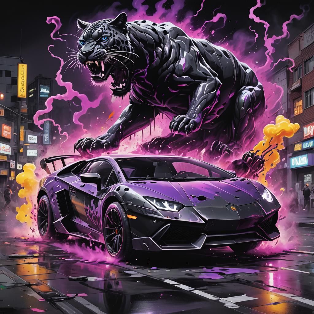 Neon Panther Graffiti Chase Scene