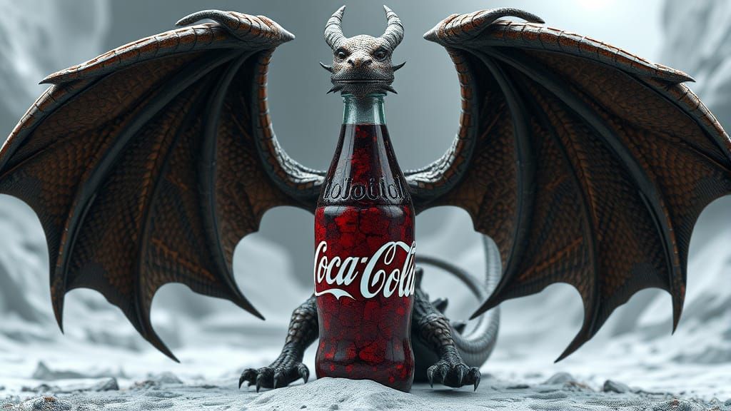 Dragon Coca Cola Bottle in Futuristic Style