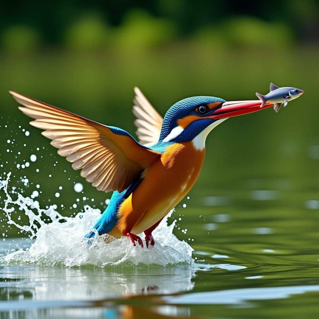 Robotic Kingfisher Bursts from Lake in Sci-Fi Fantasy