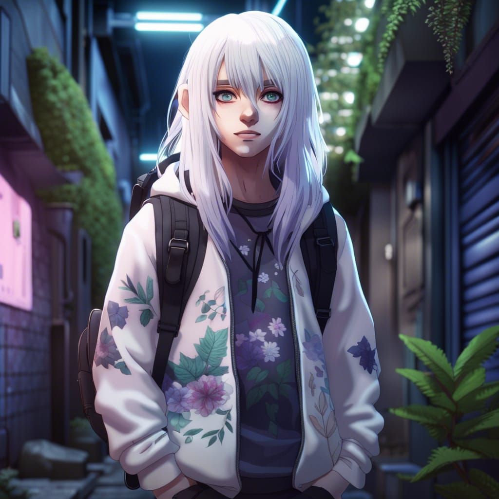 Anime Character in Pastel Goth Outfit, Realistic Style