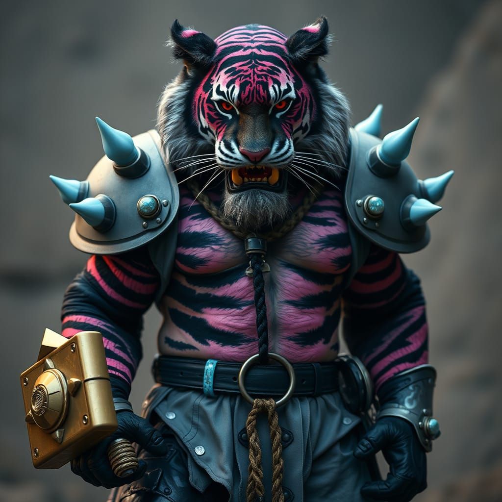 Lord Ras: Humanoid Tiger Warrior with Golden Hammer