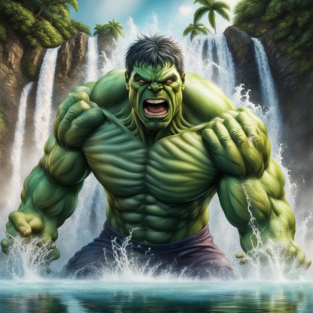 Hulk Smashing Waterfall in Tropical Paradise