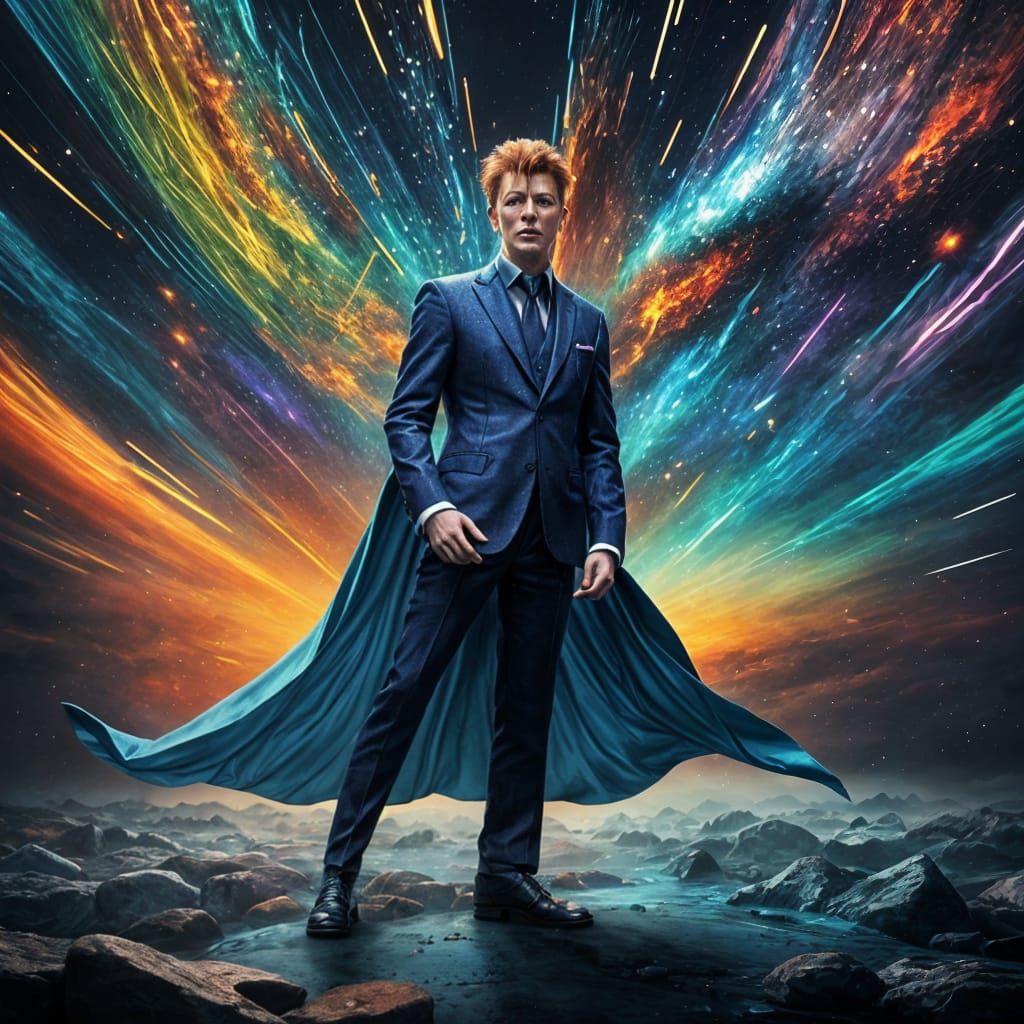 David Bowie in a Vibrant Fantasy Suit