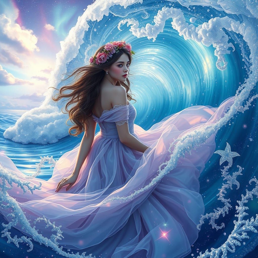 Enchanted Oceanic Goddess in Dreamlike State