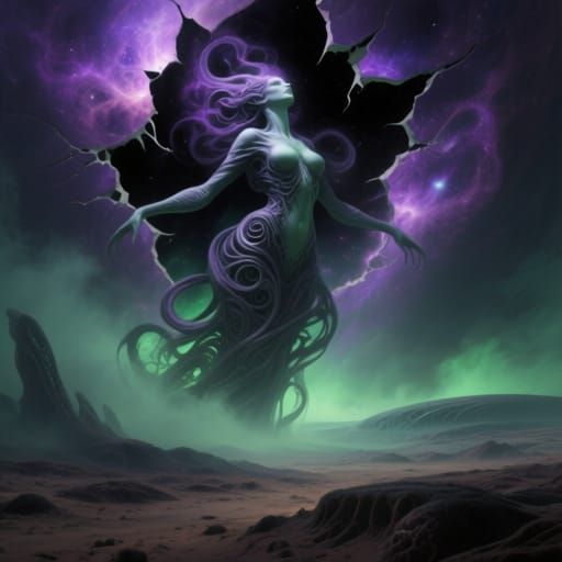 Cosmic Eldritch Entity Emerges from Reality Tear