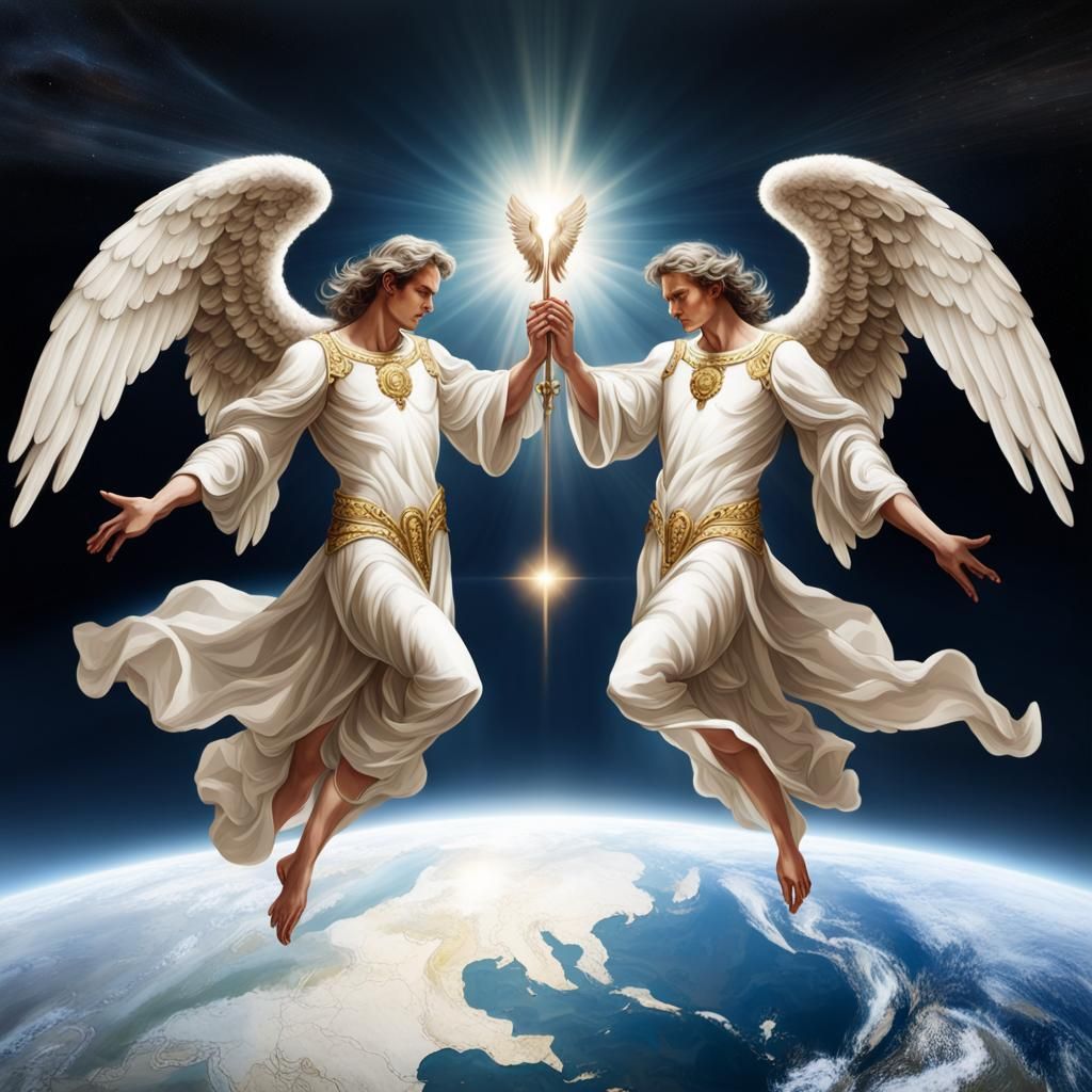 Angelic Legion Flies Over Earth in Realistic Style