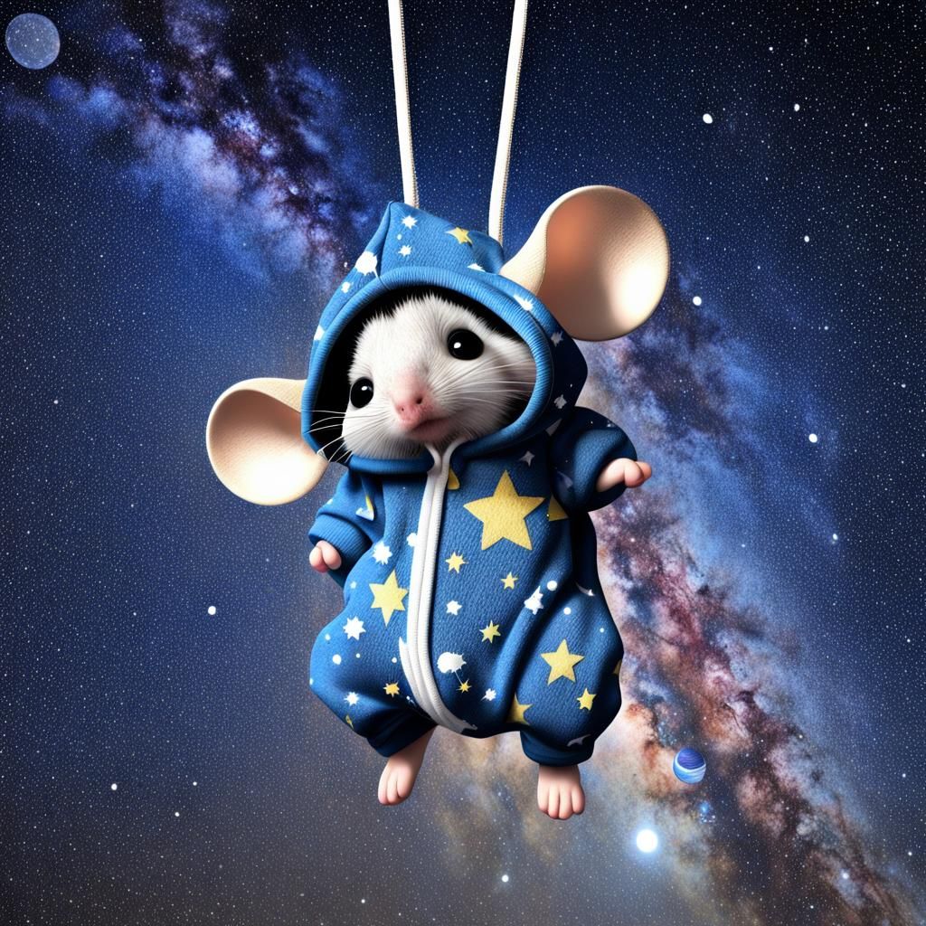 Chibi Mouse in Starry Night Sky Photograph