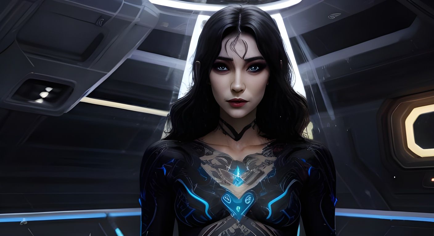 Tron Girl in Star System, Hyperrealistic Digital Art