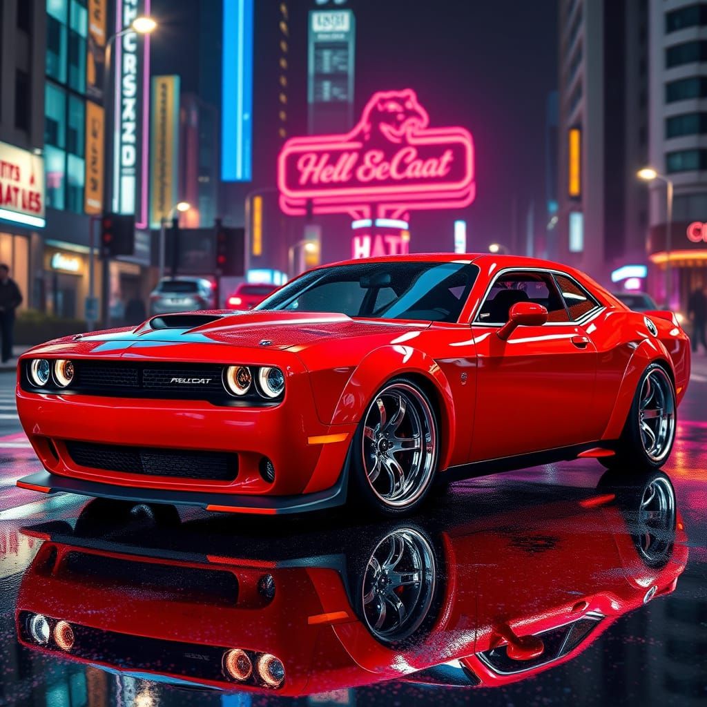 Hellcat in Futuristic Firework Red with Chrome Rims