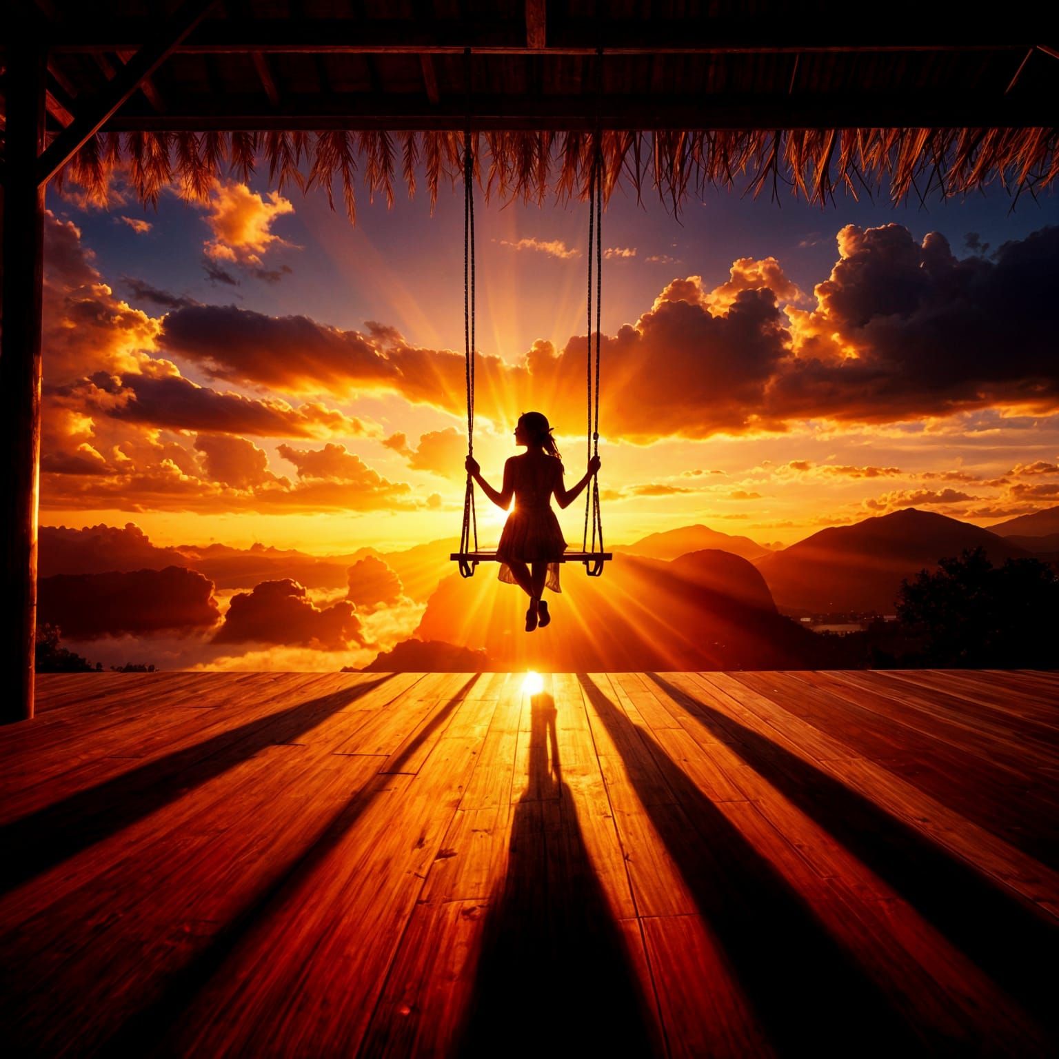 Surreal Swing in Sunset Colors