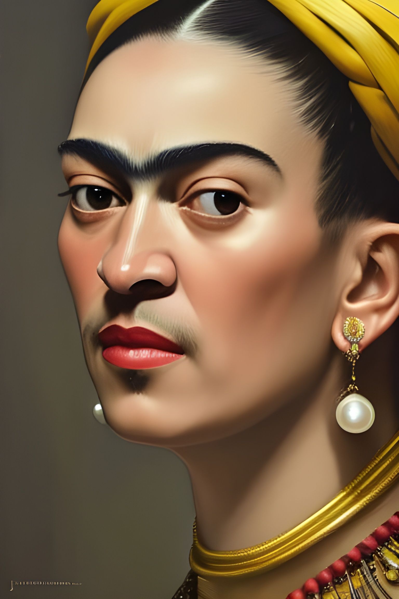 Frida Kahlo as “The Girl with a Pearl Earring”