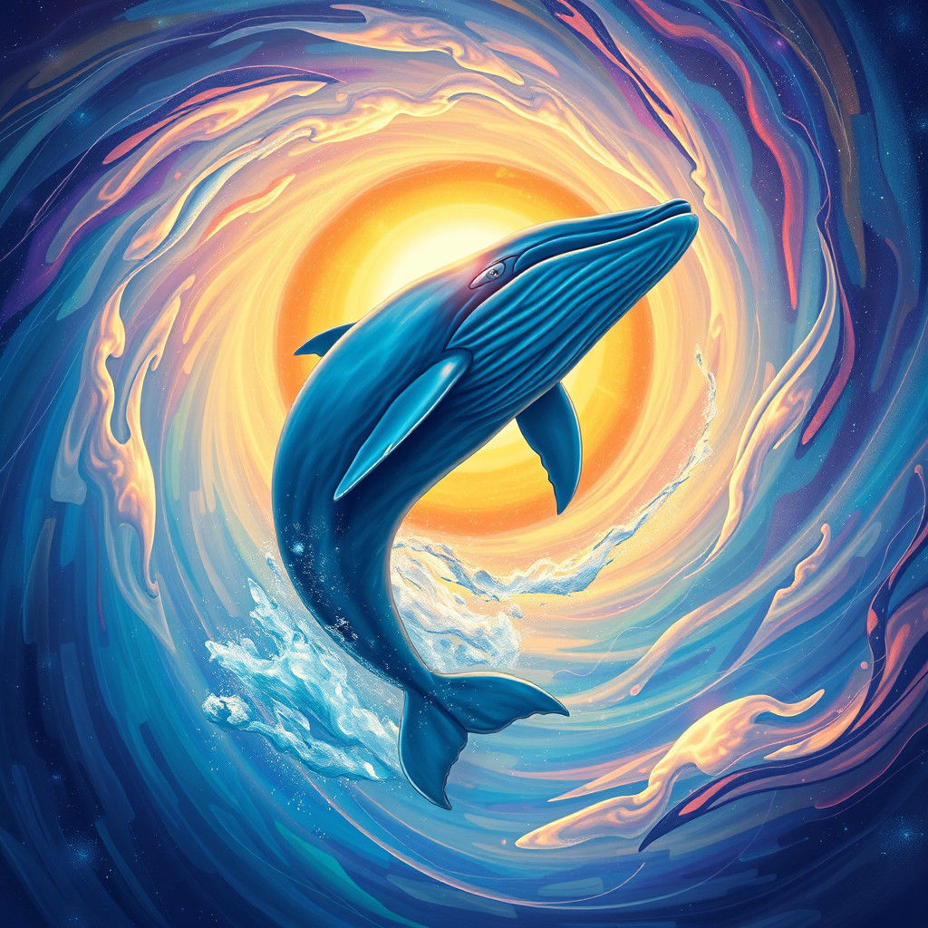 Whale Breaching Astral Vortex in Visionary Art Style