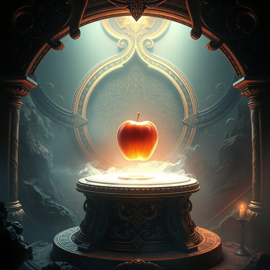 Ethereal Apple in Dreamlike Fantasy Realm