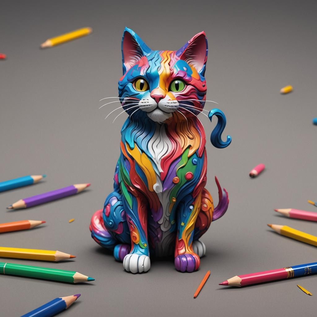 Colorful Cat Eraser Fantasy Concept Art