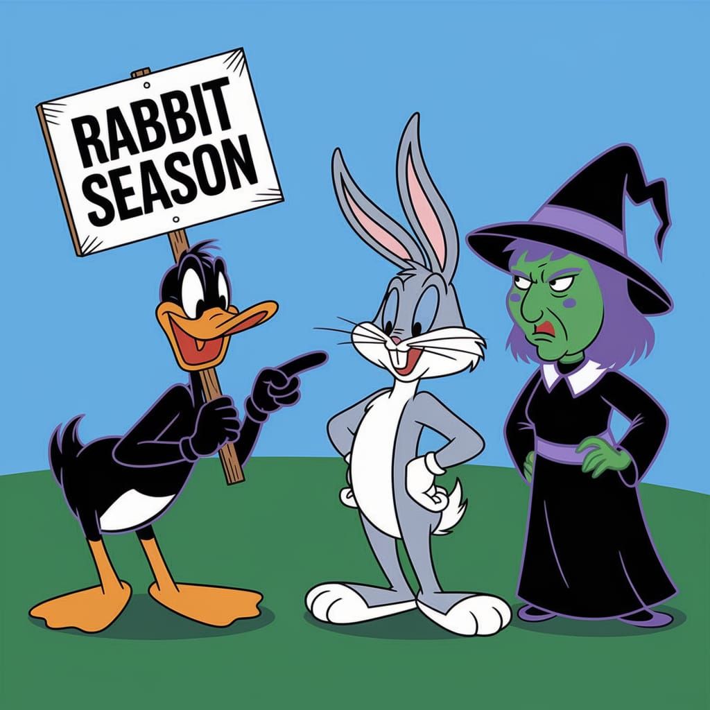 Daffy Duck Accuses Bugs Bunny in Chuck Jones Style