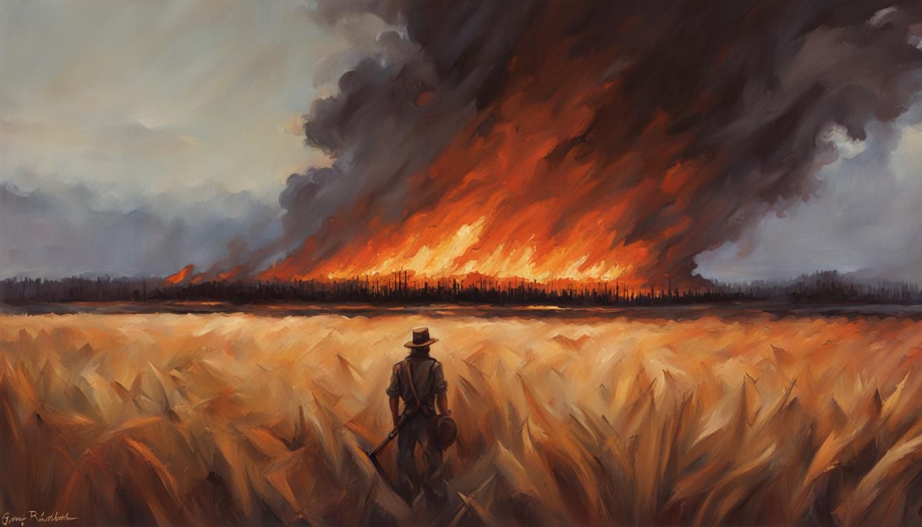 Sinister Burning Field Landscape