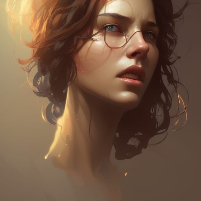 Poet Woman Portrait in Art Nouveau Style