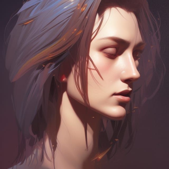 Poet Woman Portrait in Art Nouveau Style