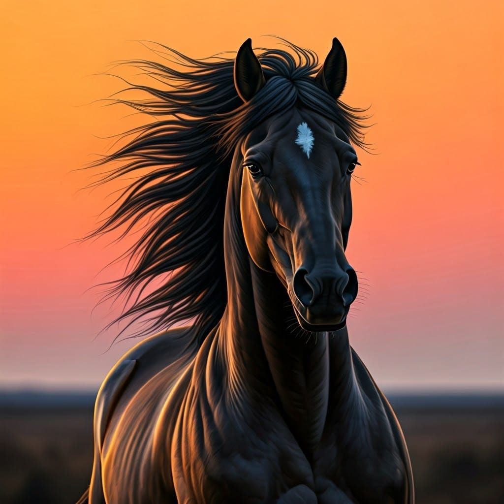 Dramatic Mustang Silhouette at Sunset