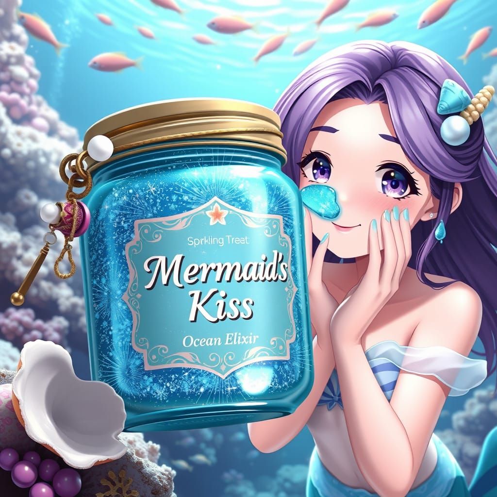 Mermaid's Kiss Face Mask in Anime Art Style