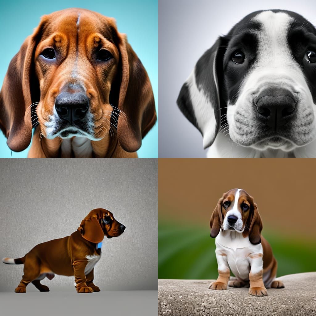 Basset Hound Puppy Portrait in Abstract Style
