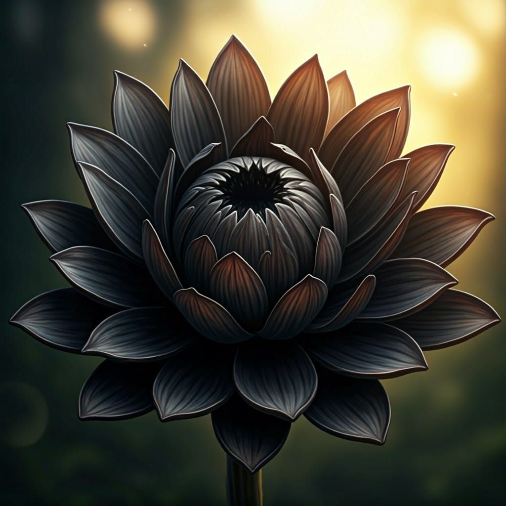 Realistic Black Lotus Flower Digital Art