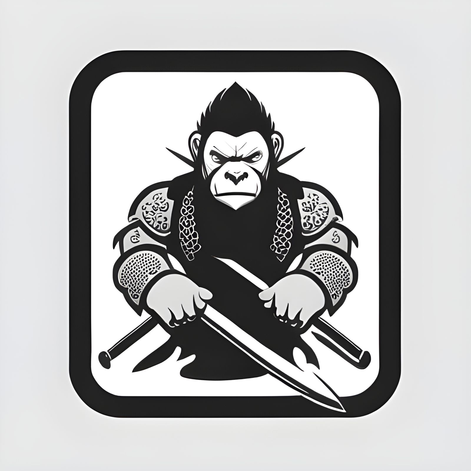 Gorilla samurai holding a Katana