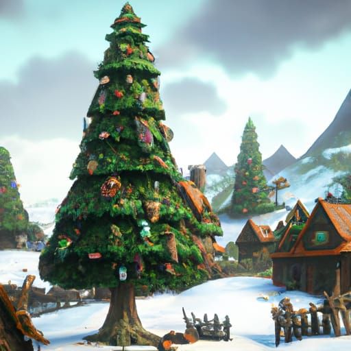 Detailed Christmas Tree Farm Matte Painting