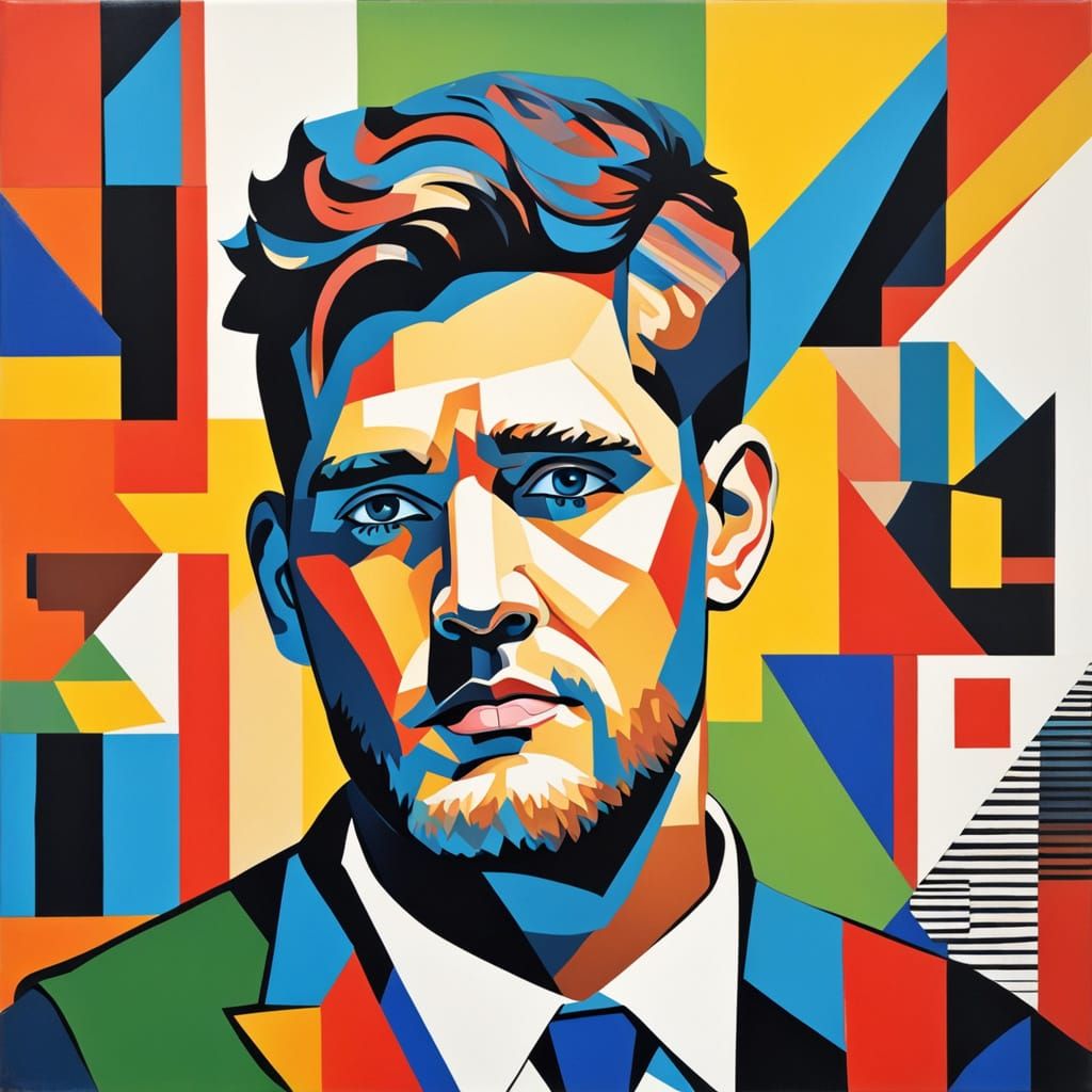 Vibrant Cubist Portrait of a Music Icon